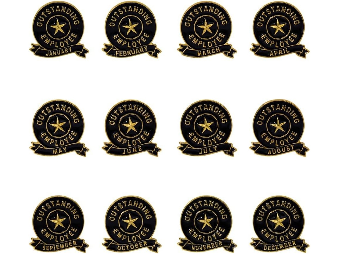 12 Pins De Funcionário Do Mês, Recompensa Para Roupas E Chapéus,