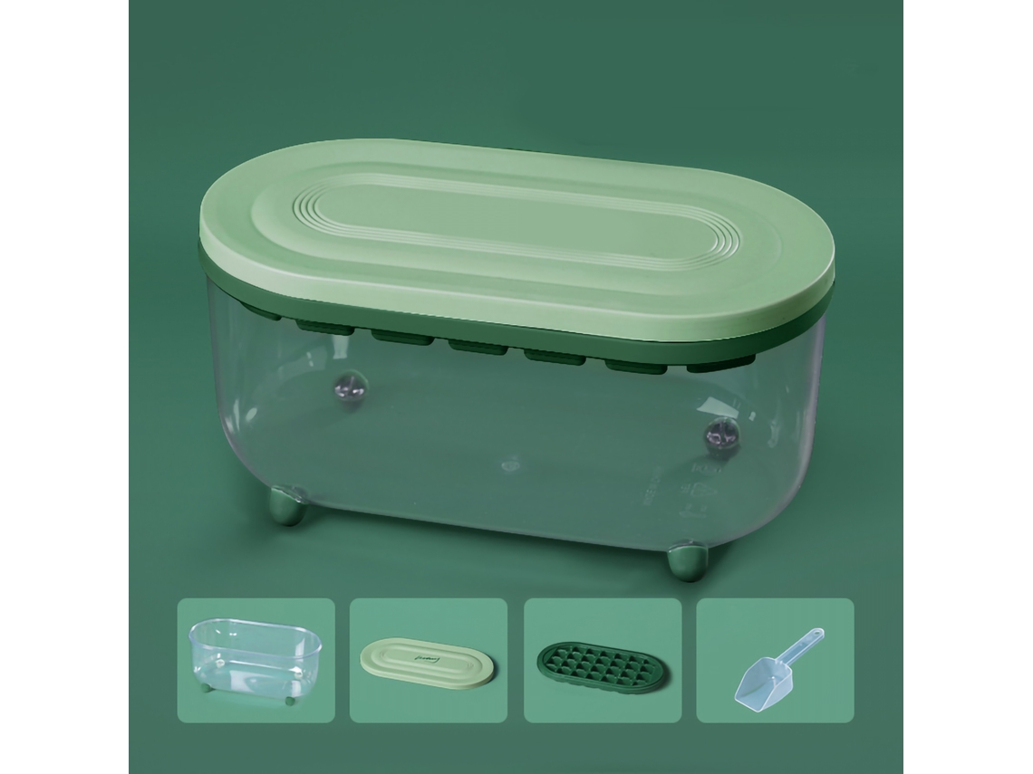 Molde De Gelo De Silicone Com 32 Compartimentos E 10 Corações Com Tampa Cor Aguacate Grande Capacidade