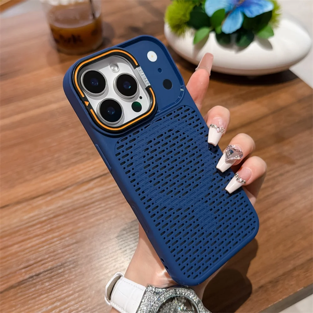 Capa Magnética Para Iphone 11 Pro Max (azul Escuro) Com Suporte De Resfriamento E Acabamento Fosco.