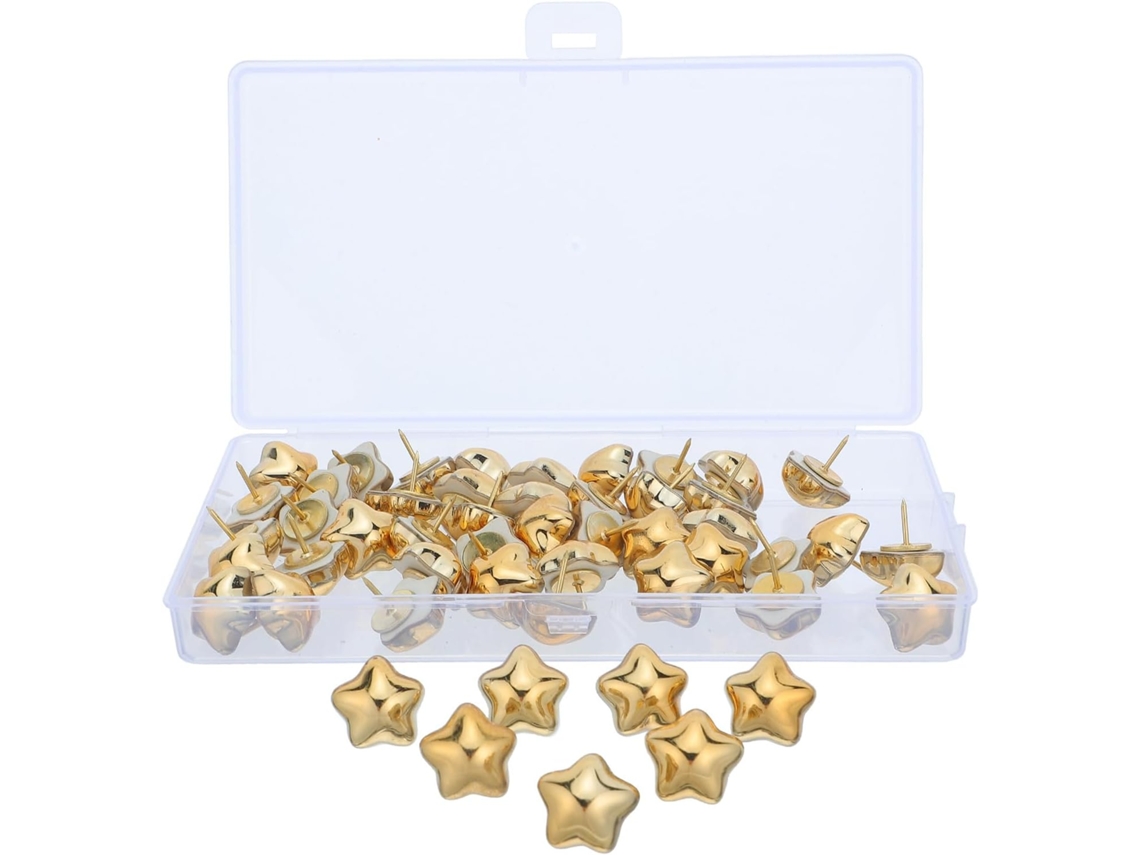 Prego Decorativo Dourado Jojofuny Com Acabamento Eletrogalvanizado Exclusivo, 50 Peças, Fixação Firme E Segura Em