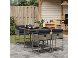 Vidaxl Conjunto De Jantar Para Jardim De 5 Peças Com Almofadas, Em Rattan Sintético Cinza