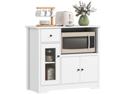 Armário de Cozinha BTFORUS com passagem para cabos, 2 portas, prateleira aberta, gaveta, 80x35x72,2cm, MDF, branco