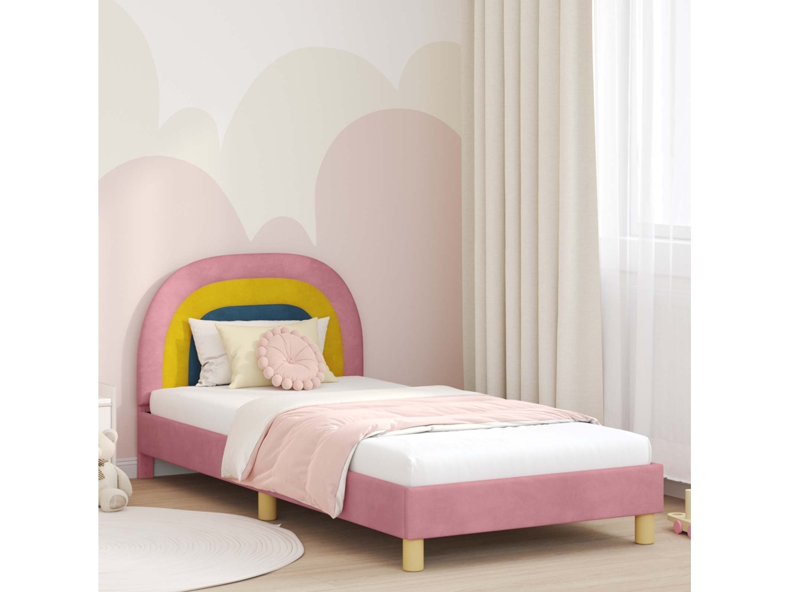 Vidaxl Estrutura De Cama Infantil Com Cabeceira Rosa 80 X 200 Cm