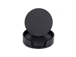 Conjunto de 6, Porta copos de Couro, Preto AQUAFORGE