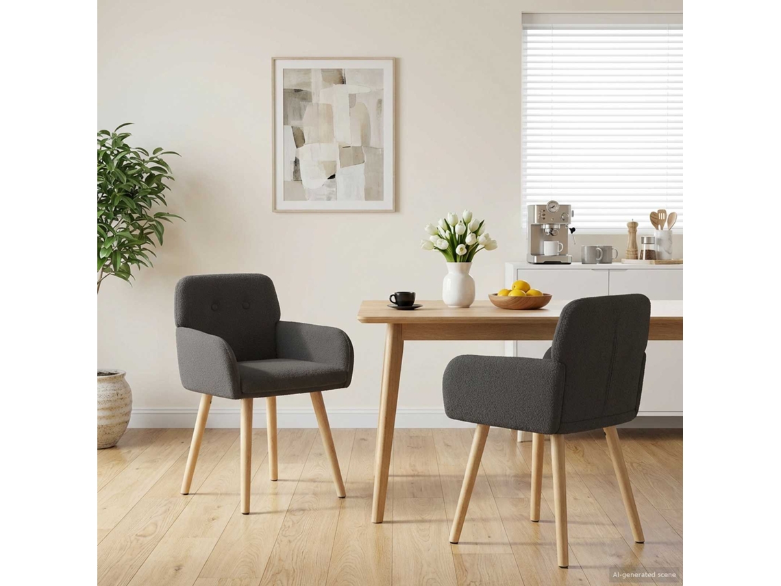 Vidaxl Cadeiras De Jantar 2 Pcs Bouclé Cinzento-escuro 59 X 57 X 85 Cm