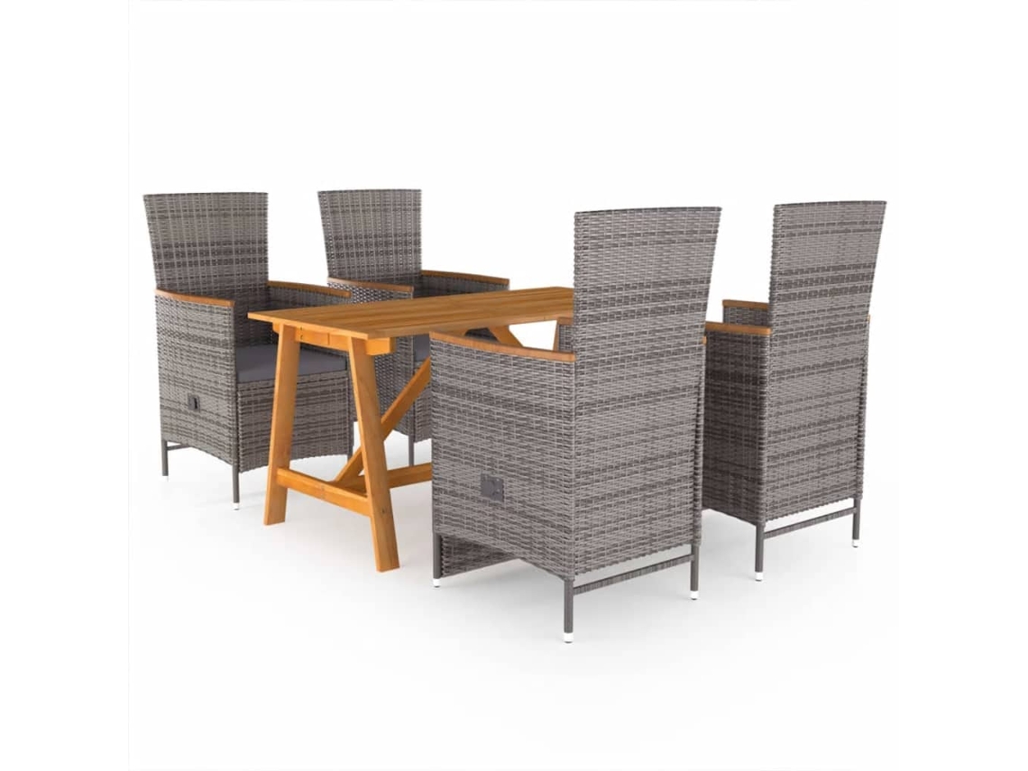 Vidaxl 5 Pcs Conjunto De Jantar Para Jardim Cinzento