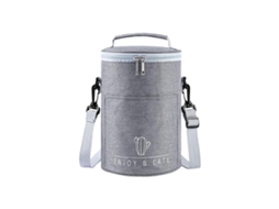 Bolsa Térmica Cilíndrica Para Lancheira Bento, Redonda Para Almoço, Mão Em Folha De Alumínio Para Lanche