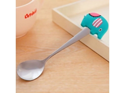 Colher de Aço Inoxidável S/MARCA com cabo de silicone para jantar café e petiscos
