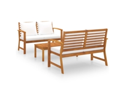 Maison Exclusive - 3 Pcs Conjunto De Lounge De Jardim Com Almofadões Acácia Maciça