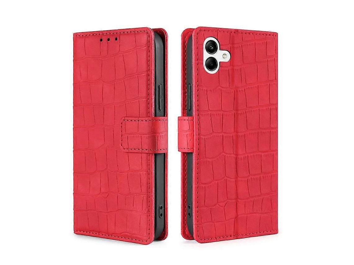 Capa De Couro Com Fecho Magnético E Sensação De Pele De Crocodilo Para Samsung Galaxy A04