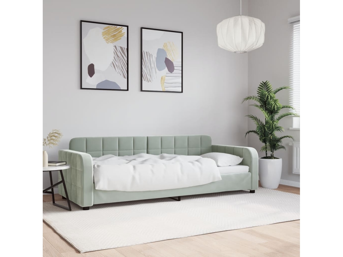 Vidaxl Sofá-cama 80x200 Cm Veludo Cinzento-claro