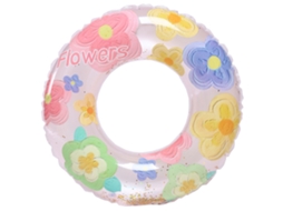 Boia Inflável Infantil Para Piscina, Boia De Natação, Boia Inflável Retrô Listrada Em Pvc Com Estampa De Flores (rosa)