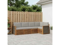 Vidaxl Conjunto De Sofá Sectional 4 Pcs Natural E Cinzento-claro