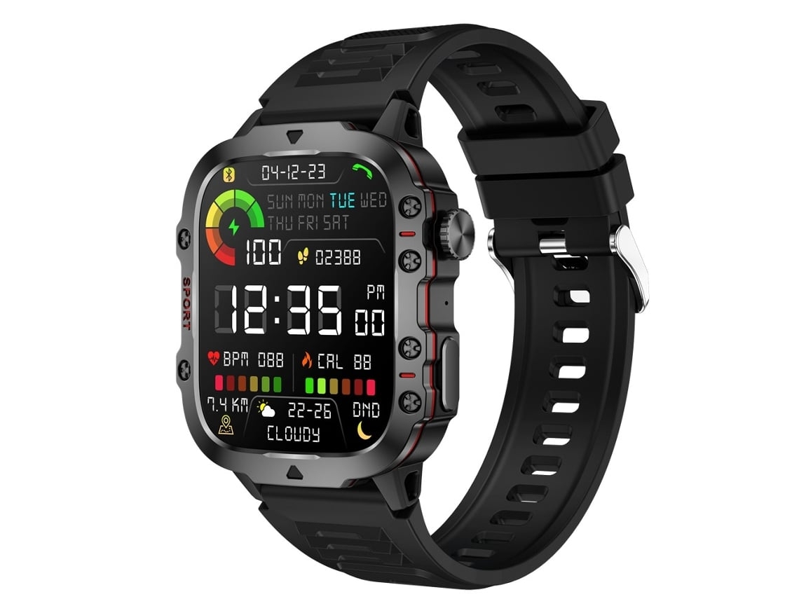 Smart Watch Masculino 1 96 Polegadas Faz/recebe Chamadas Monitoramento De Saúde Monitoramento De Exercícios Para Android Preto Yunzii