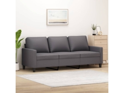 Vidaxl Sofá De 3 Lugares 180 Cm Couro Artificial Cinza