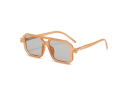 Óculos de Sol Poligonal de Feixe Duplo Feminino Simples Fashion Nicho Óculos de Sol Anti-Azul Óculos de Luz Masculino Cinza