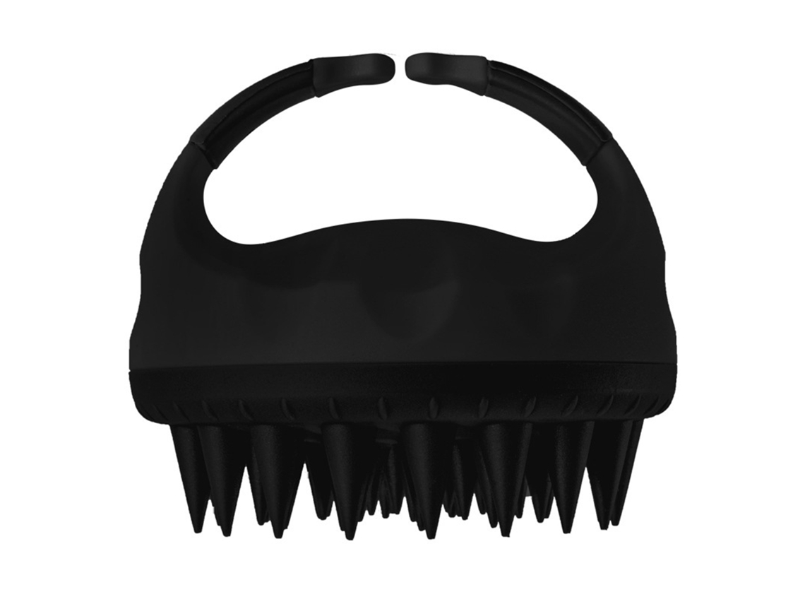 Escova De Shampoo Portátil Silicone Macio Massager Para Cabelo Remoção De Cascas E Limpeza Profunda Da Scalp Preto