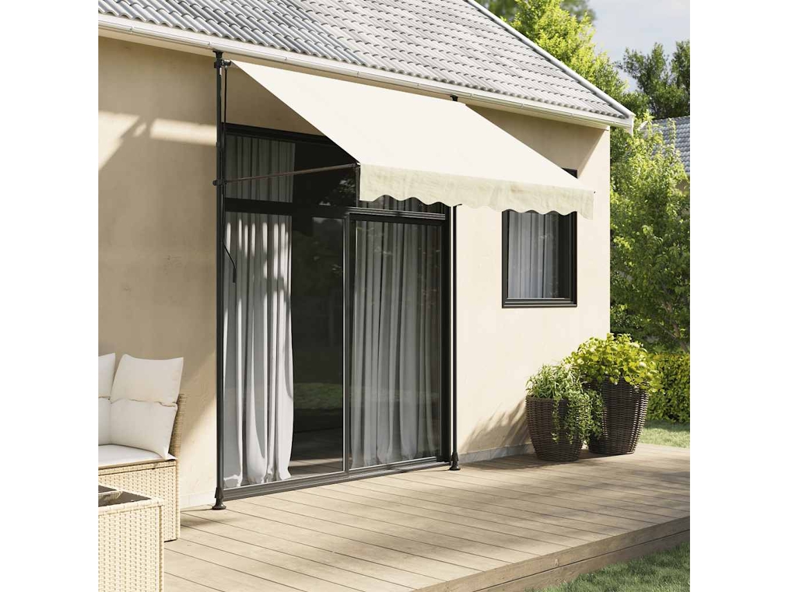 Vidaxl Toldo Retrátil 250x150 Cm Tecido E Aço Cor Creme
