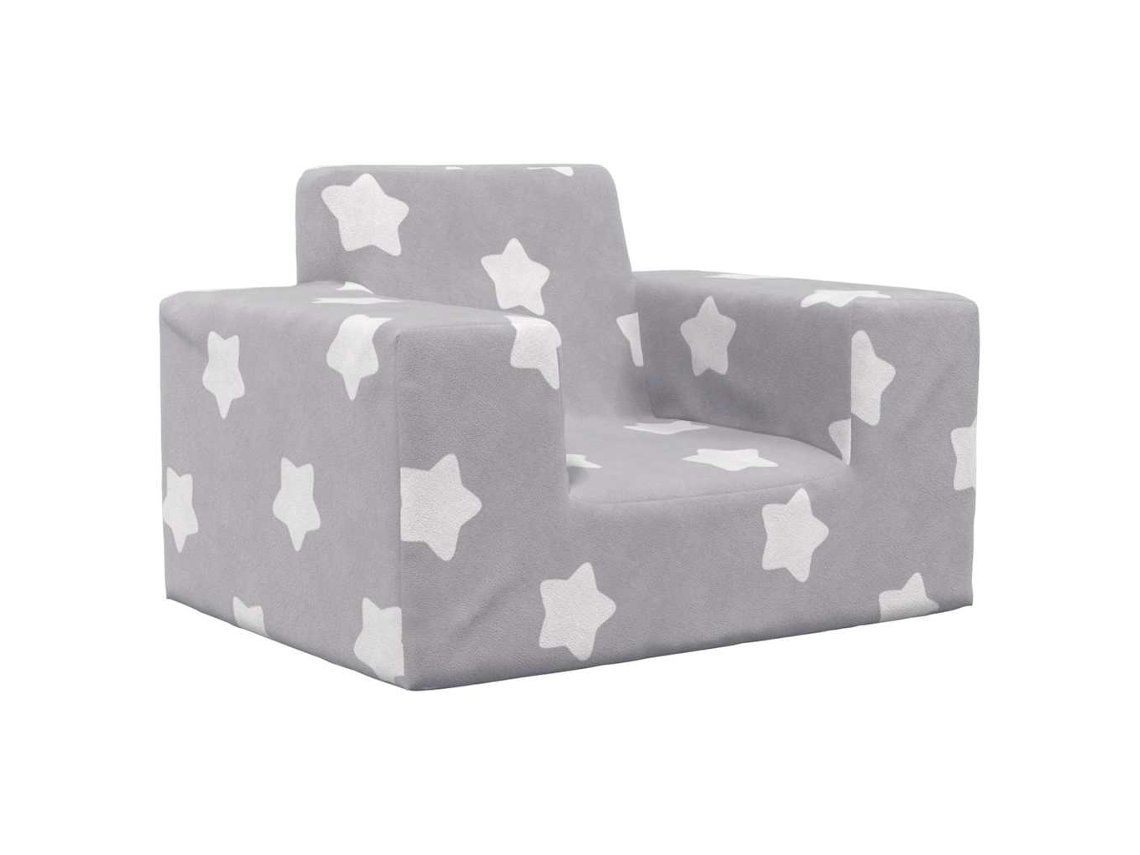 Vidaxl Sofá Infantil De C/ Estrelas Pelúcia Cinzento-claro