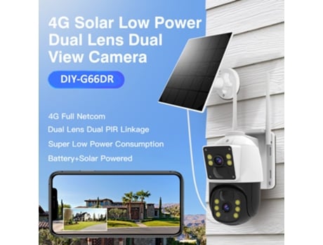 Diytech Diy-g66dr Câmera Solar De Visão Dupla Sim 4g De Baixa Potência.cartão Sim Não Incluído.