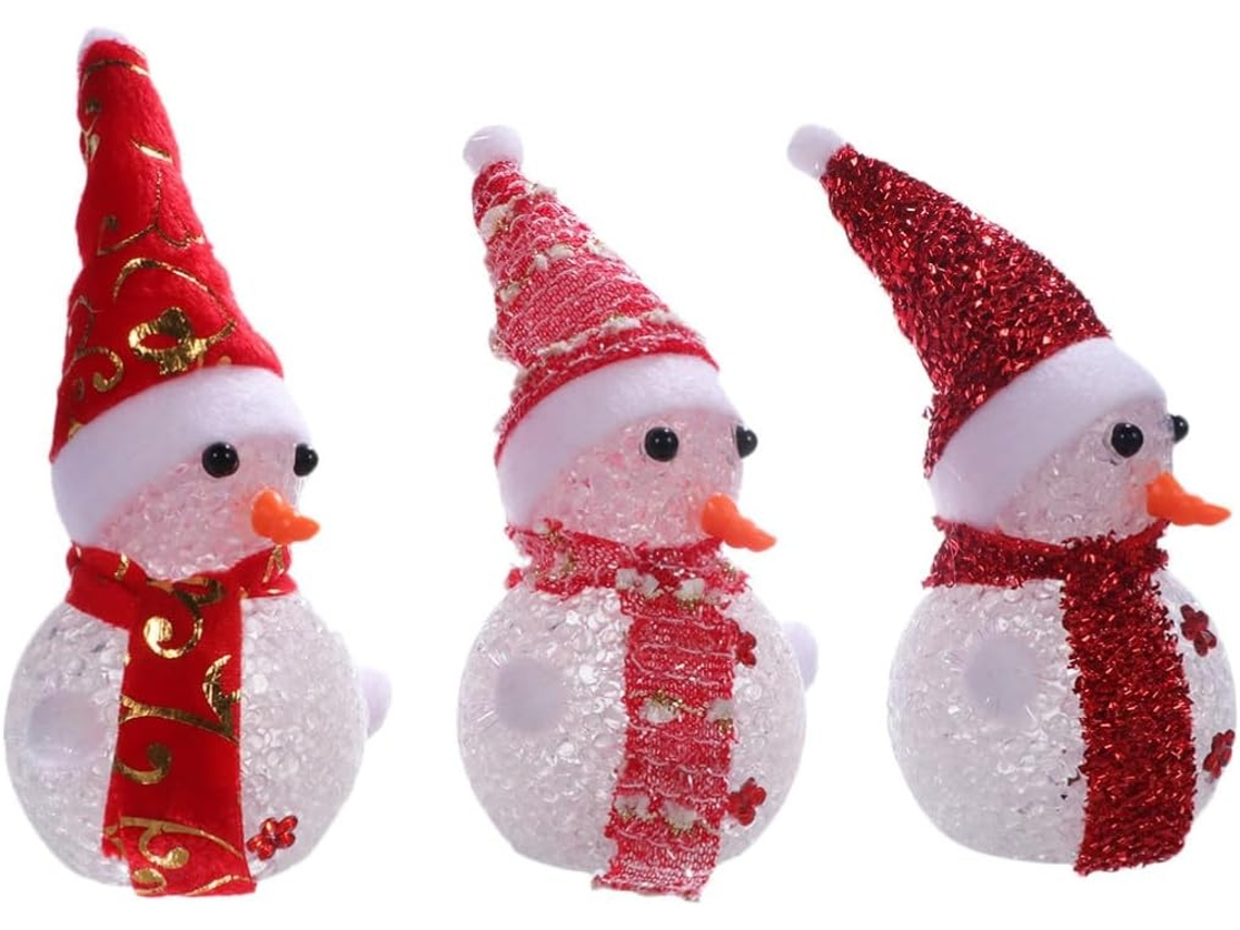 Boneco De Neve Iluminado De Plástico De 16cm Para O Natal
