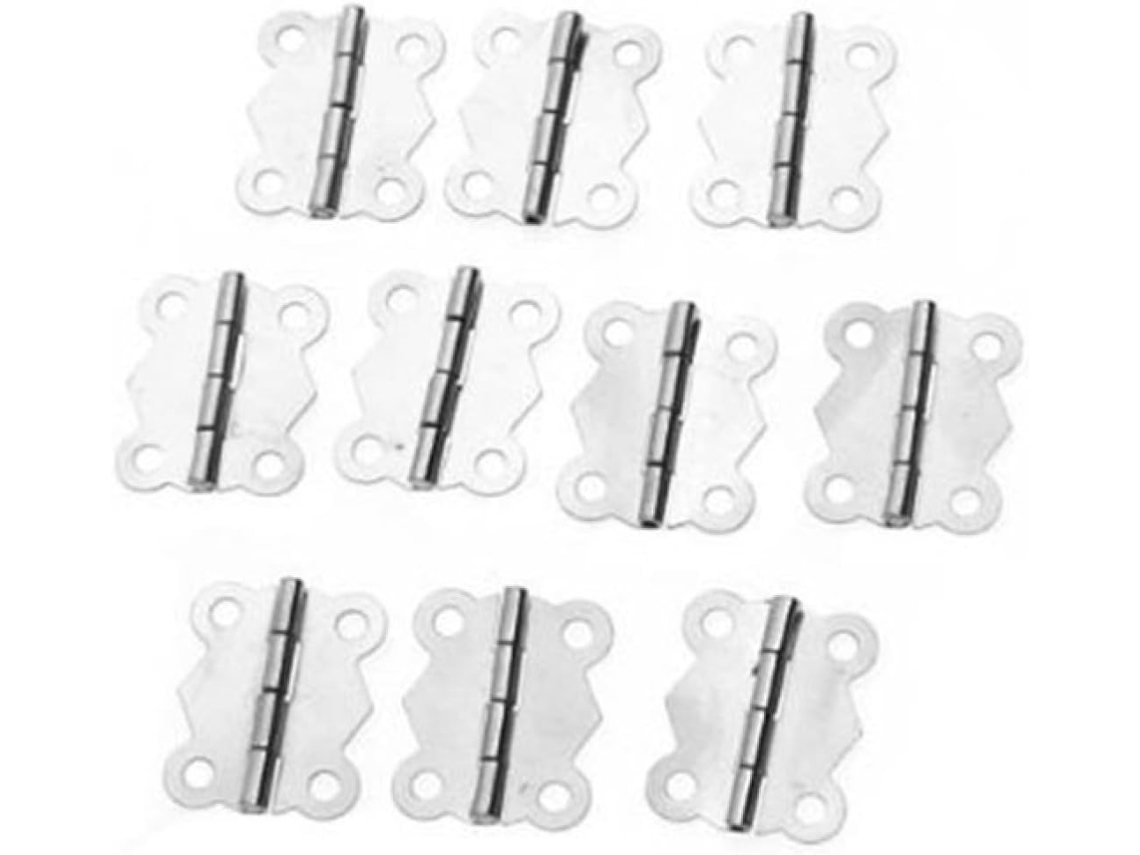Conjunto De 10 Mini Dobradiças Para Caixas Delicadas, Feitas De Material Resistente Alumínio, Com Acabamento Prateado