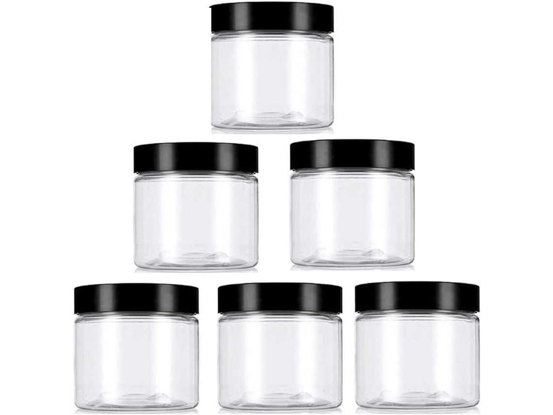 Potes Plásticos Pet Transparentes De 8 Oz, Pacote Com 6 Recipientes Para Cosméticos Com Tampas SUNNY SPACES