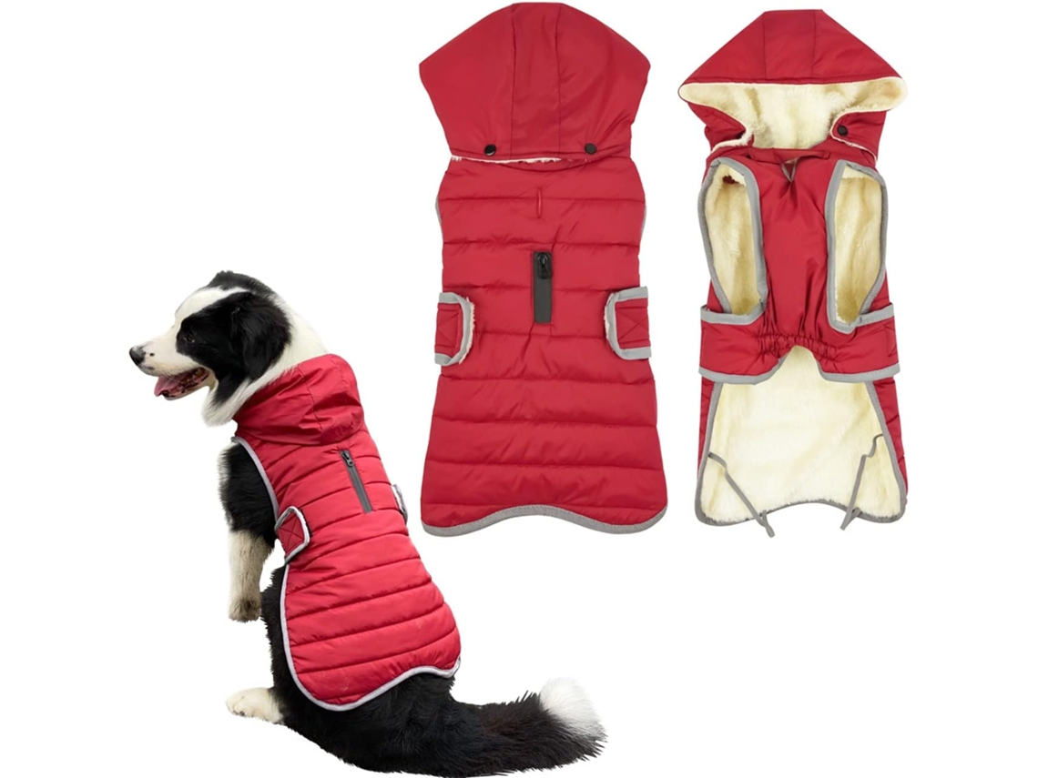 Colete Pet, Impermeável, Refletor, Quente, Com Capuz, Em Lã