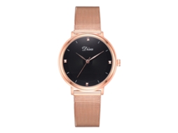 Relógio Feminino de Pulso Analógico Quartzo com Pulseira de Malha de Liga (preto)