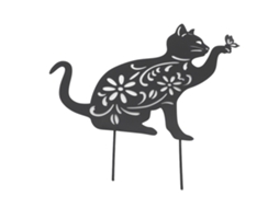 Estatueta de Gato Preto Fofo Decoração Resistente para Jardim e Casa LAXISCREED