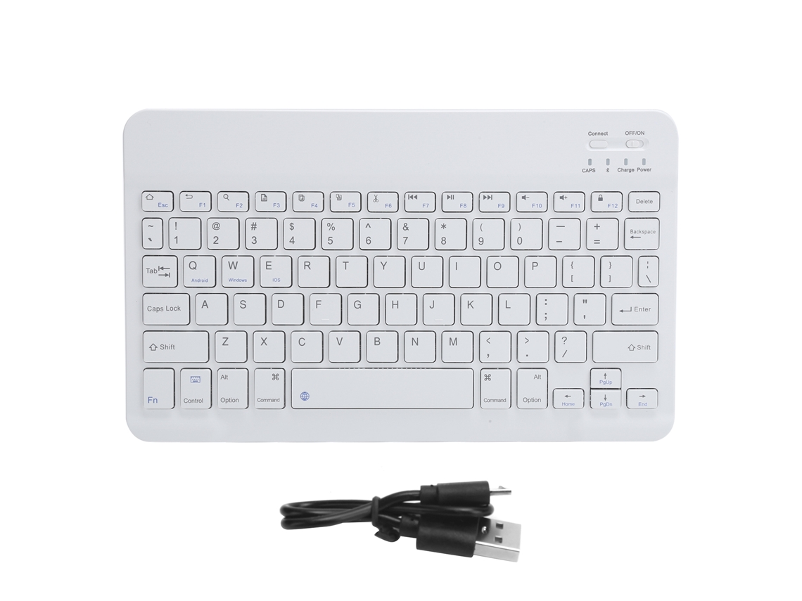 Teclado portátil Bluetooth 3.0 com 78 teclas para tablets, ultrafino, bateria de longa duração, branco, 13 polegadas S/MARCA