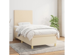 Vidaxl Cama Com Molas/colchão 100x200 Cm Tecido Cor Creme
