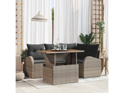 Vidaxl Conjunto de Sofá de Jardim 5 Pcs Cinzeto Rattan Sintético