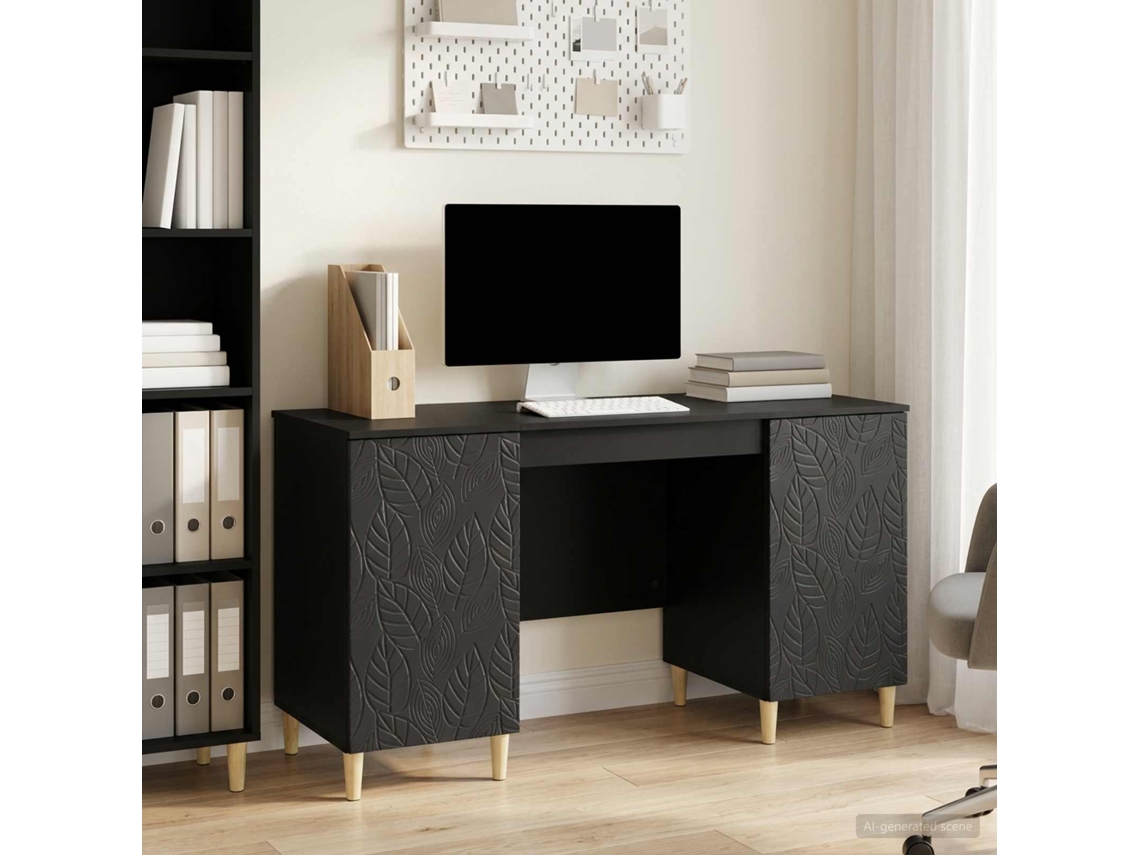 Vidaxl Mesa Preto 142,5 X 50 X 75 Cm Derivados De Madeira