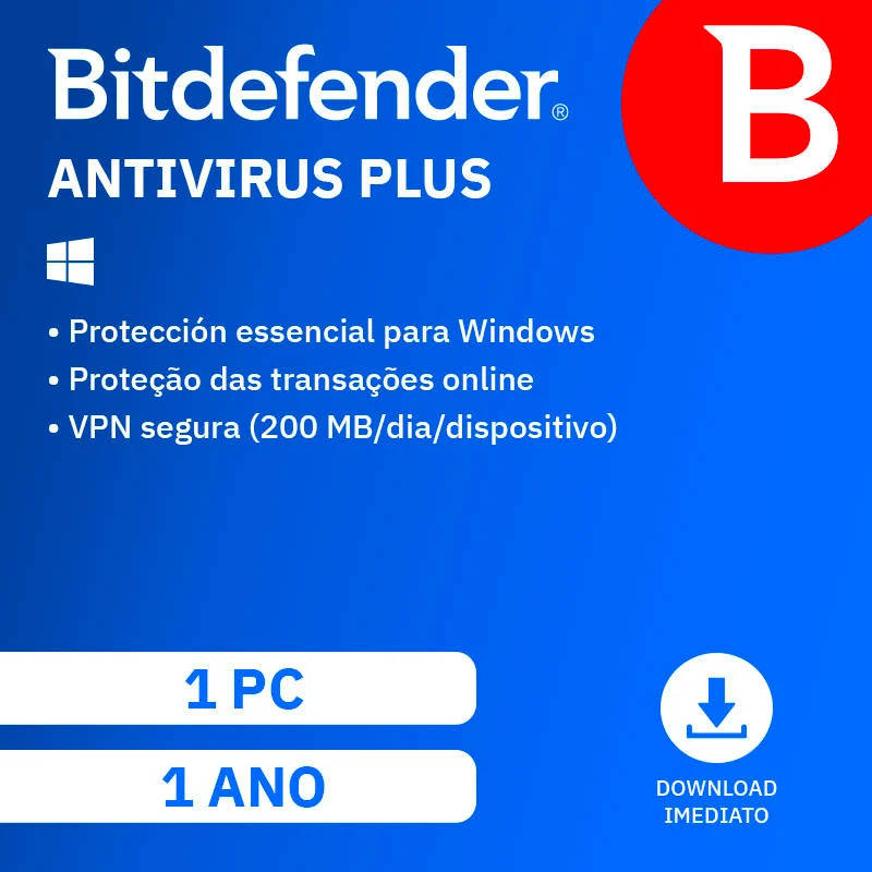 BITDEFENDER Antivirus Plus (1 Dispositivo - 1 Ano - PC - Formato Digital)