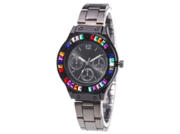 Relógio de quartzo com pulseira de aço, estilo moderno, mostrador colorido, preto universal.