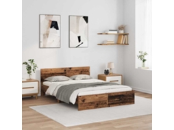 Vidaxl Estrutura da Cama com Cabeceira Madeira Antiga 120 X 190 Cm