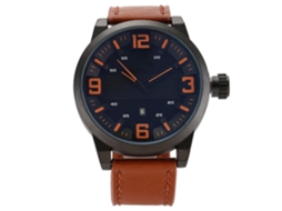 Reloj De Pulsera Para Hombre De Cuero Con Cristal De Quartzo Y Números Grandes