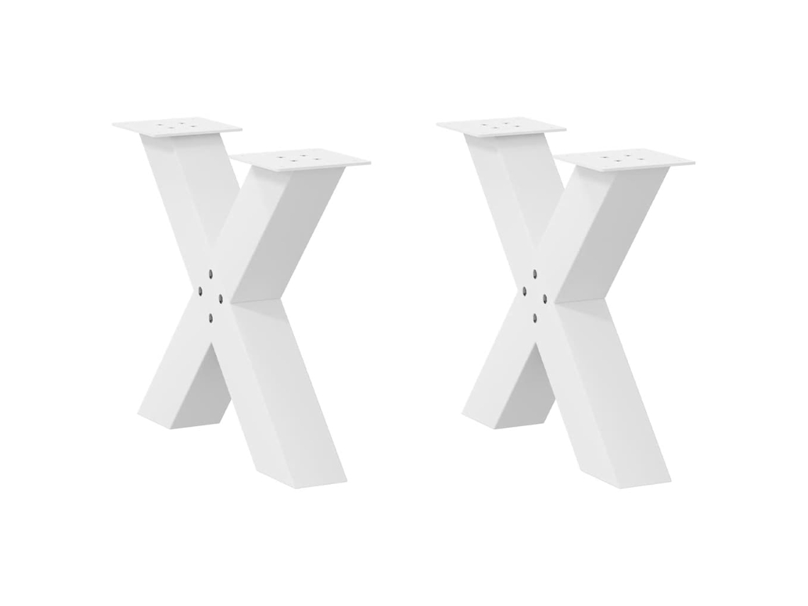 Vidaxl Pés Para Mesa De Centro Em Formato De X, 2 Peças, Branco, 60x (42-43) Cm, Aço