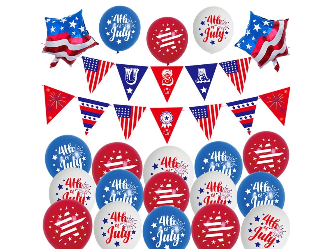 Laxiscreed Conjunto De Decoração Patriótica Com Bandeiras, Balões E Bandeirolas Para O 4 De Julho E Dia Da Memória