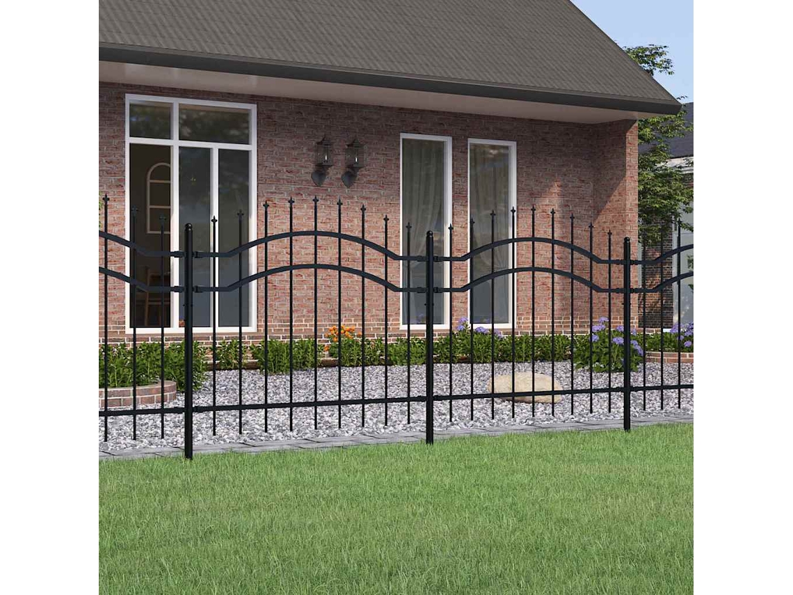 Vidaxl Cerca De Jardim Woerden Com Ponta Em Forma De Lança, Preto, 240x100 Cm, Em Aço.