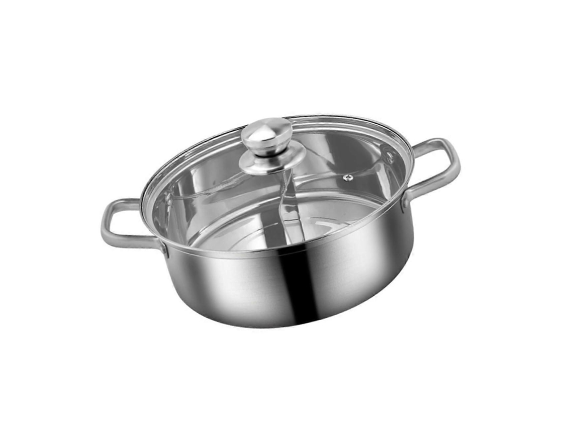 Panela Elétrica De Aço Inoxidável Com Tampa, Grande Capacidade E Design Dividido Para Fogão A Gás E De Indução.