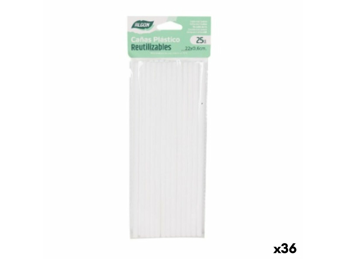 Palhinhas Reutilizáveis ALGON Branco Plástico 36 Unidades 22 Cm 6 Mm