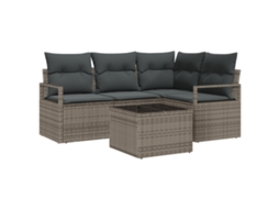 Conjunto 5 Sofá Exterior Vidaxl Cinzento-claro Vime Pe (177 X 122 X 85 Cm)
