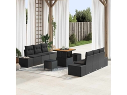 Vidaxl Conjunto De Sofá De Jardim 9 Unid. 8-número De Lugares Preto