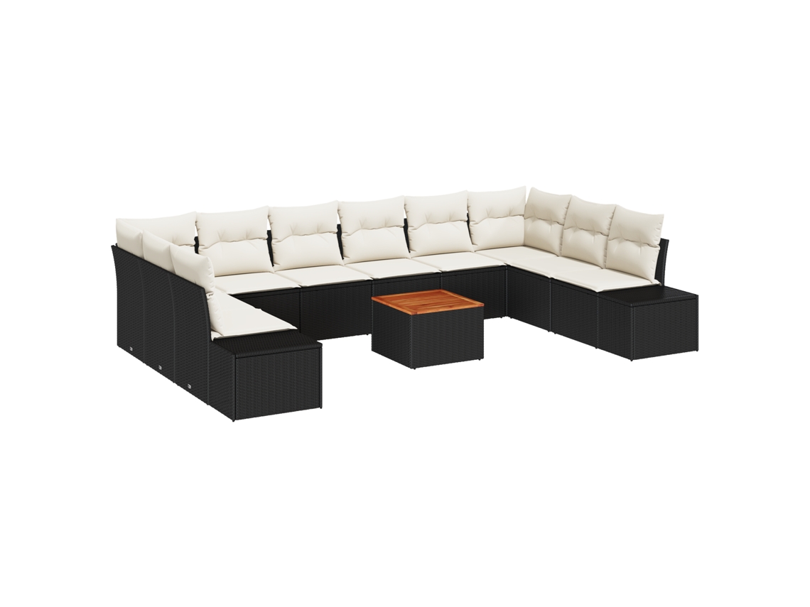 Conjunto 11 Móveis Para Exterior Vidaxl Preto Vime Pe (55 X 55 X 37 Cm)
