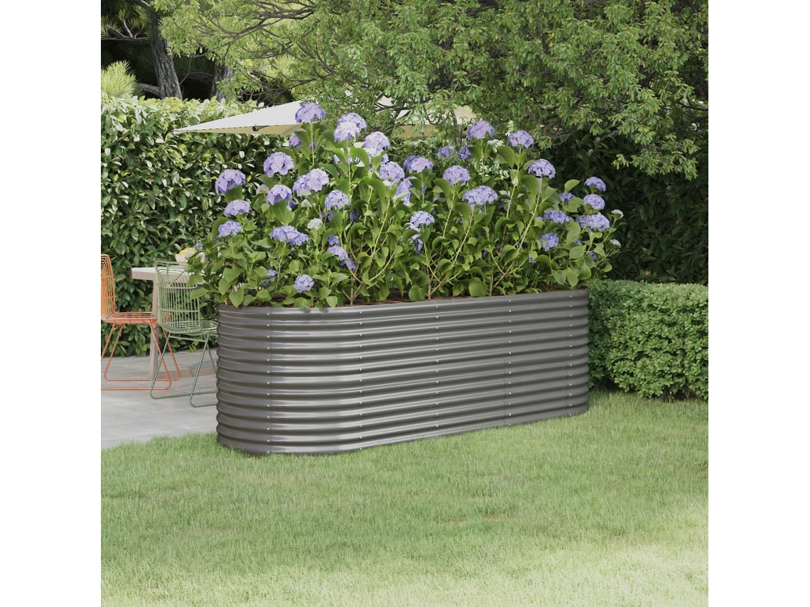 Vidaxl Canteiro Elevado Jardim 224x80x68cm Aço Galvanizado Cinzento