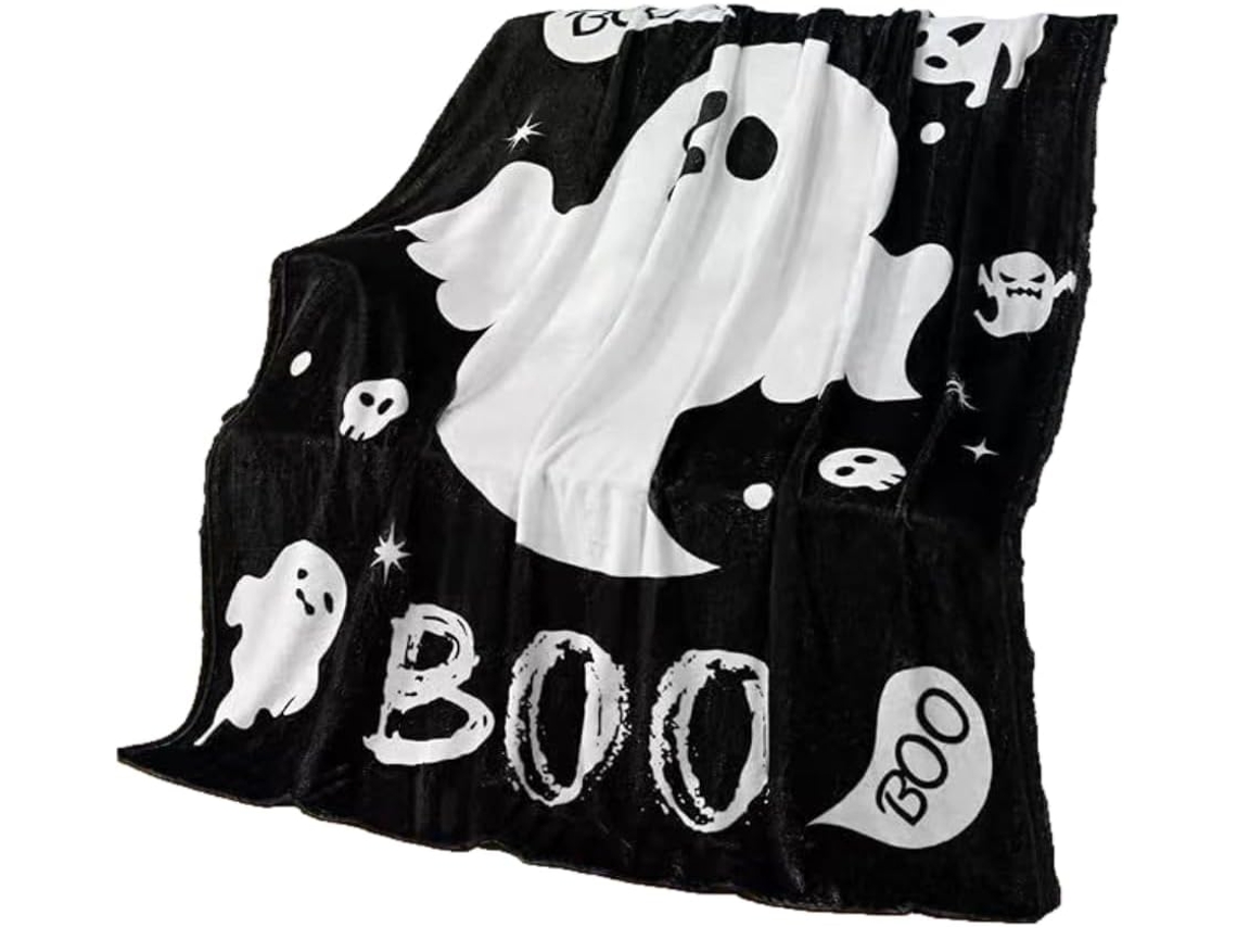Manta Pequena Syjym Halloween em Flanela com Estampa Digital Confortável Macia e Quente de Dupla Face Ideal Pa