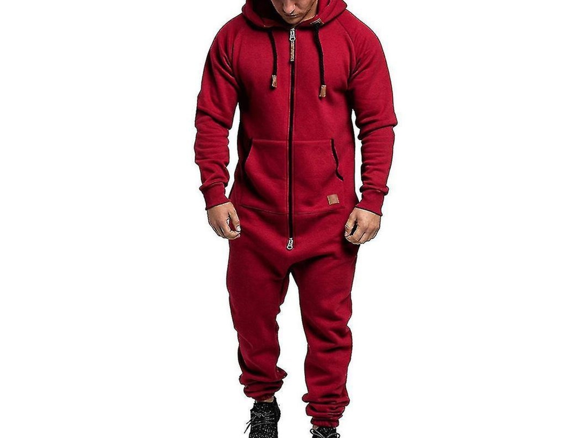 Moletom Com Capuz Para Homem Inverno Casual Com Fecho Pijama Xm L Vino Tinto