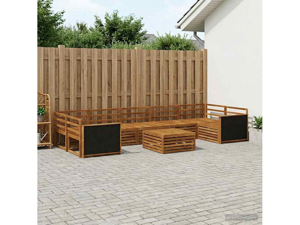 Vidaxl Conjunto De Sofás Para Exterior 8 Unid. Natural